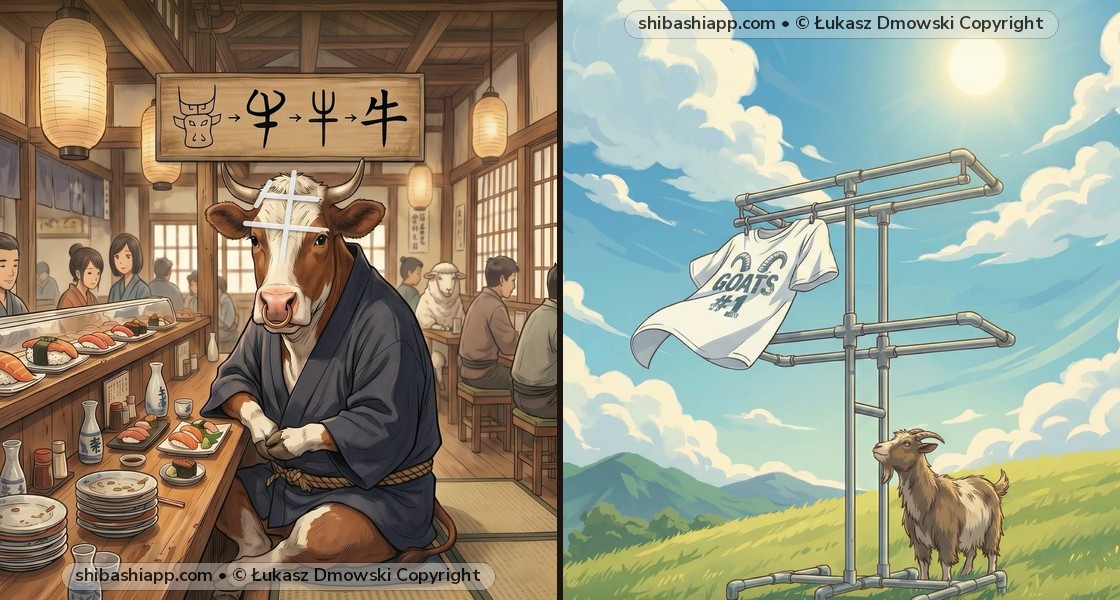 牛 (Cow) vs. 午 (Noon) vs. 年 (Year): The Horn Trick, Wagyu Sushi & The #1 Goat Shirt