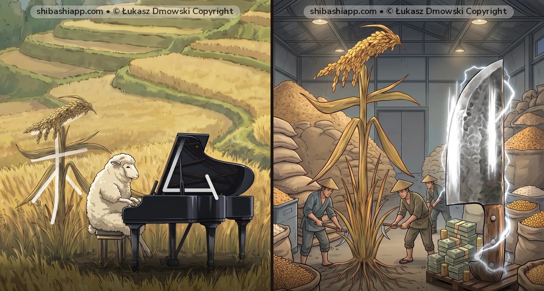 The Grain Stalk Radical (禾 — Nogihen): Why 私 (I / Me), 利 (Profit / 便利), 秋 (Autumn) & 科 (Science) Share the Same Left Radical