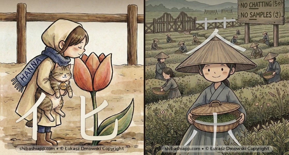 The Grass Crown Radical (艹 — Kusakanmuri): 花 (Flower), 茶 (Tea), 草 (Grass), 英 (English) & 苦 (Bitter)