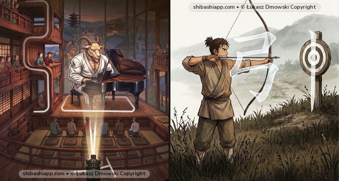 The Bow Radical (弓): 強 (Strong — Tsuyoi), 引 (Pull — Hiku), 弟 (Younger Brother) & 勉強 (Study)