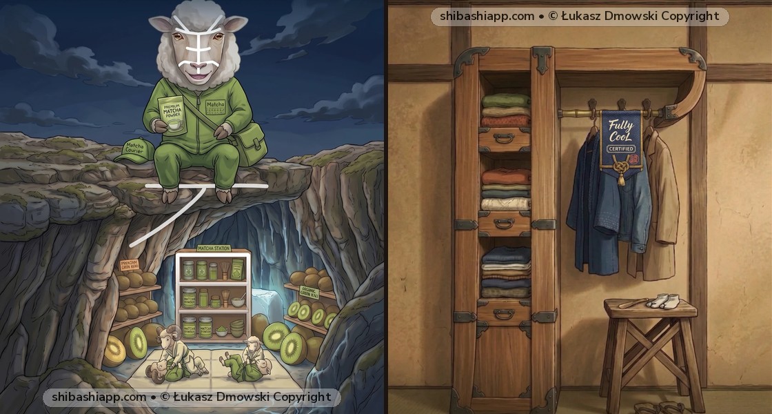 Japanese Clothing & Sheep Radical Kanji: 着 (Wear/Arrive), 服 (Clothes), 衣 (Garment), 洋 (Western) & 羊 (Sheep)