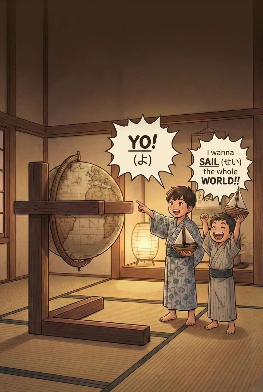 Kanji 世 (World) mnemonic tile