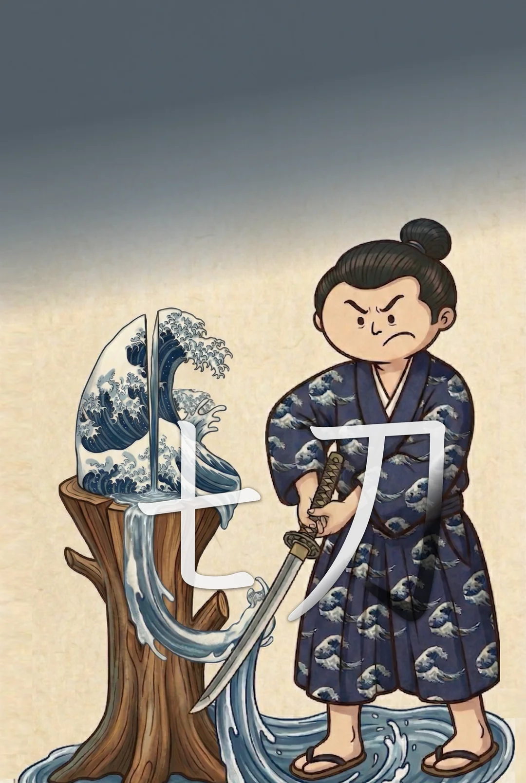 Kanji 切 (Cut) mnemonic tile