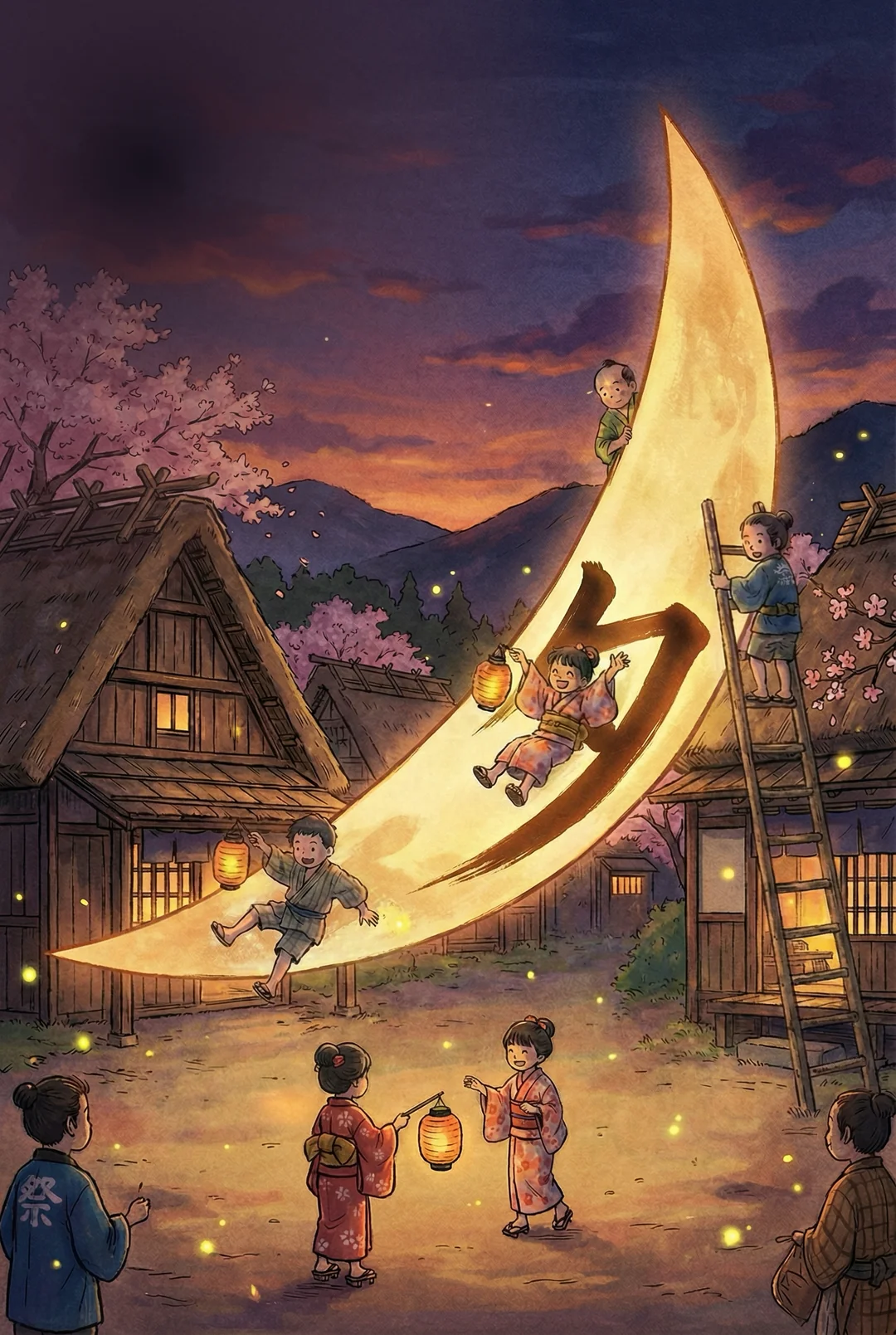 Kanji 夕 (Evening) mnemonic tile