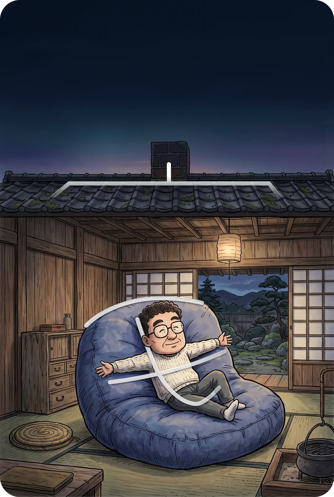 Kanji 宅 (House) mnemonic tile