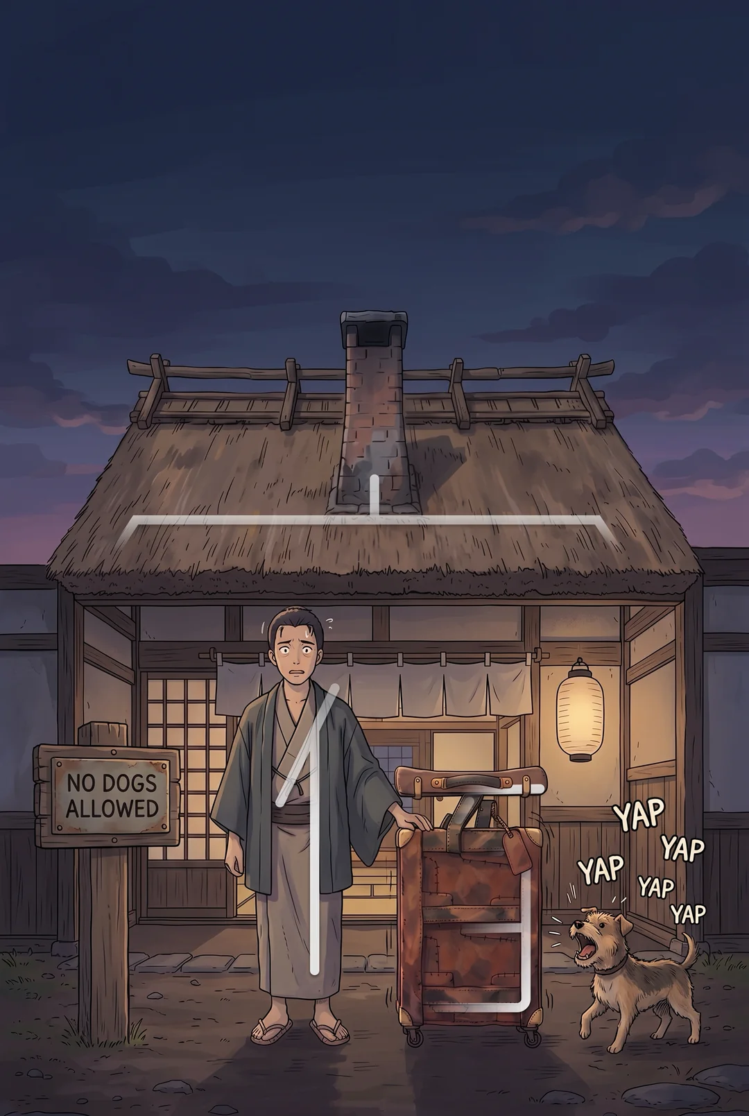 Kanji 宿 (Lodge) mnemonic tile