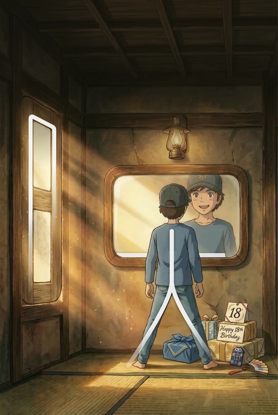 Kanji 映 (Reflect) mnemonic tile