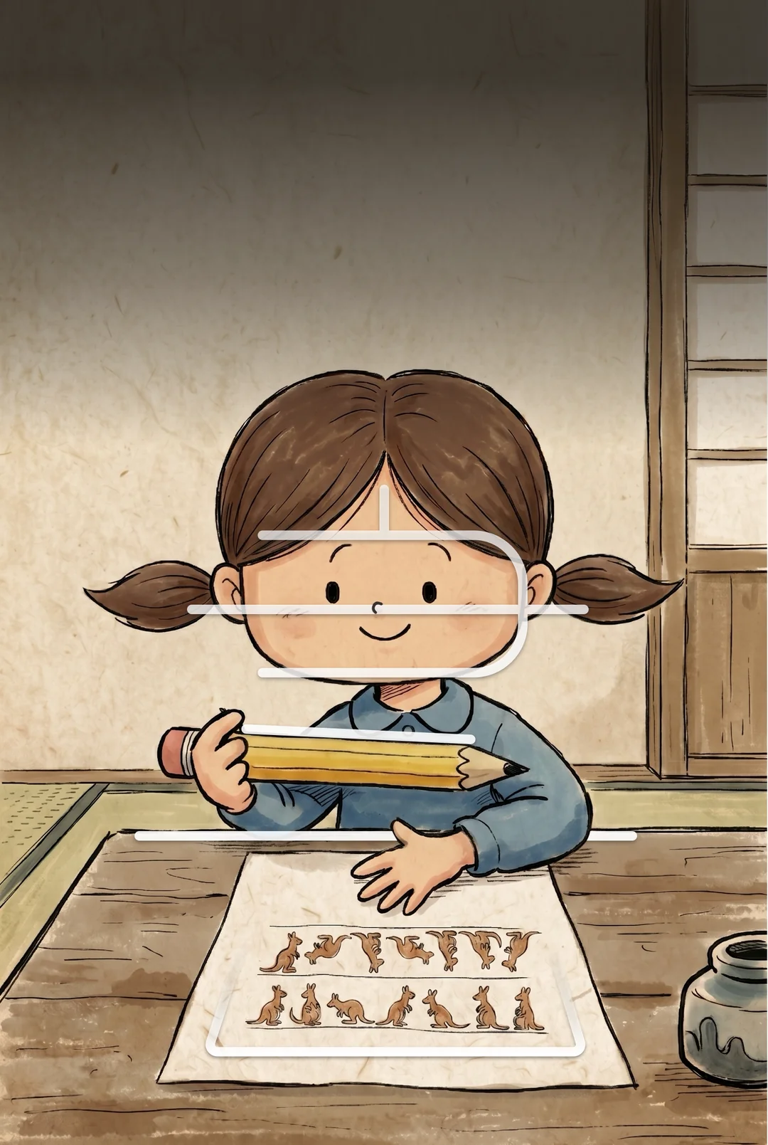 Kanji 書 (Write) mnemonic tile