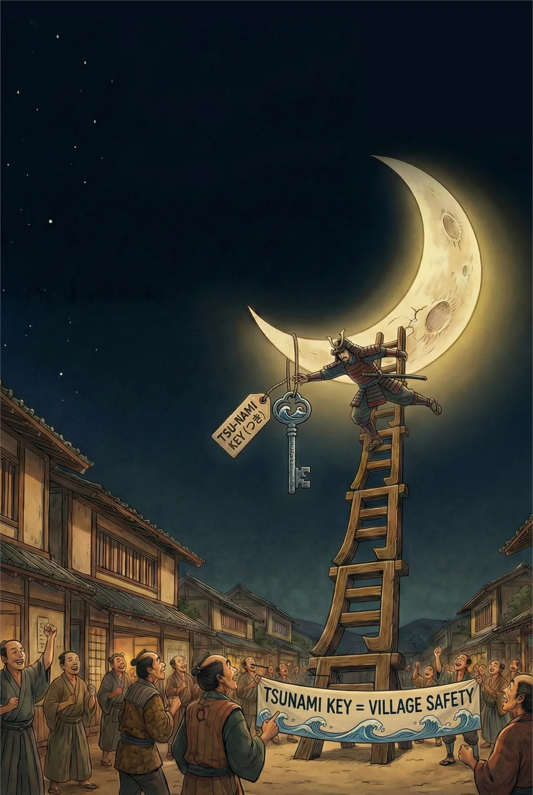 Kanji 月 (Moon) mnemonic tile