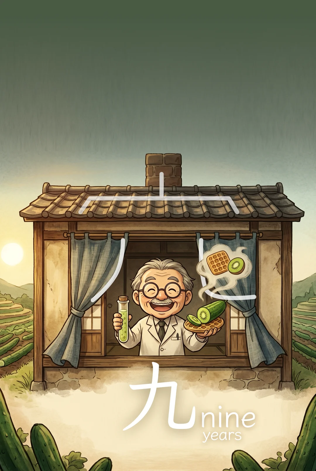 Kanji 究 (Research) mnemonic tile