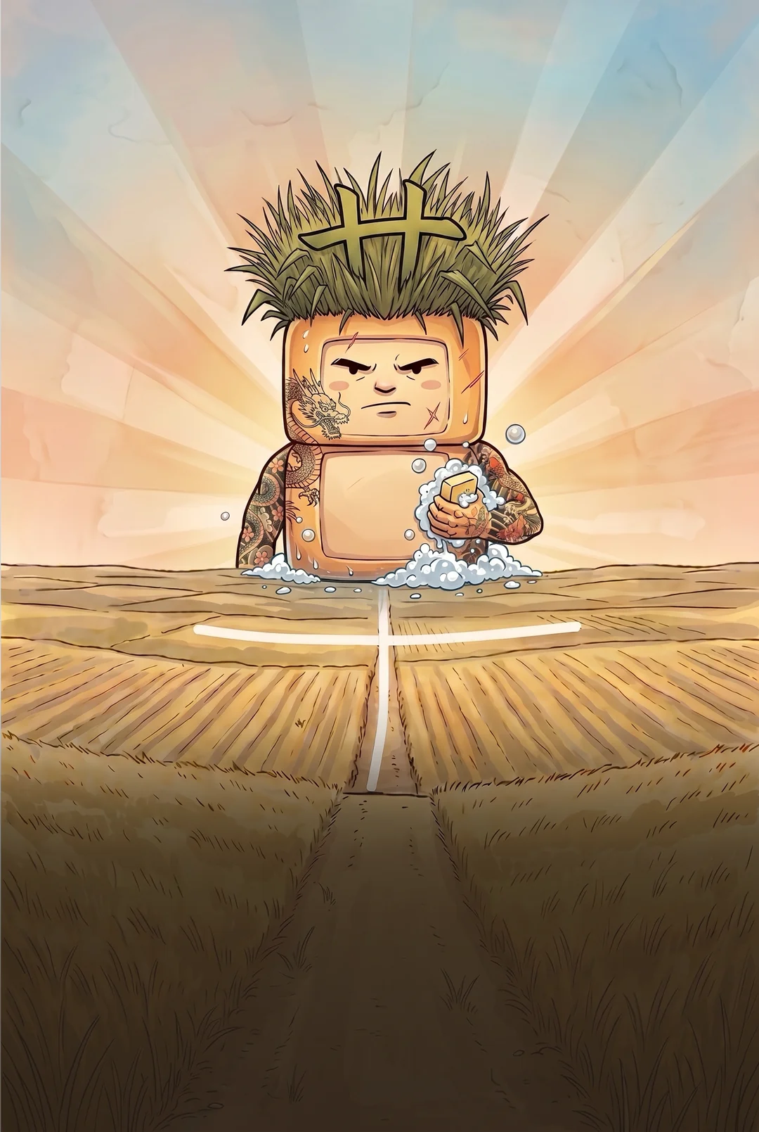 Kanji 草 (Grass) mnemonic tile